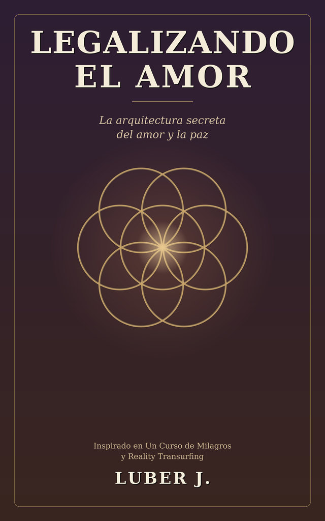 Portada del libro Legalizando el Amor, de Luber J. Geometría sagrada dorada sobre fondo morado.